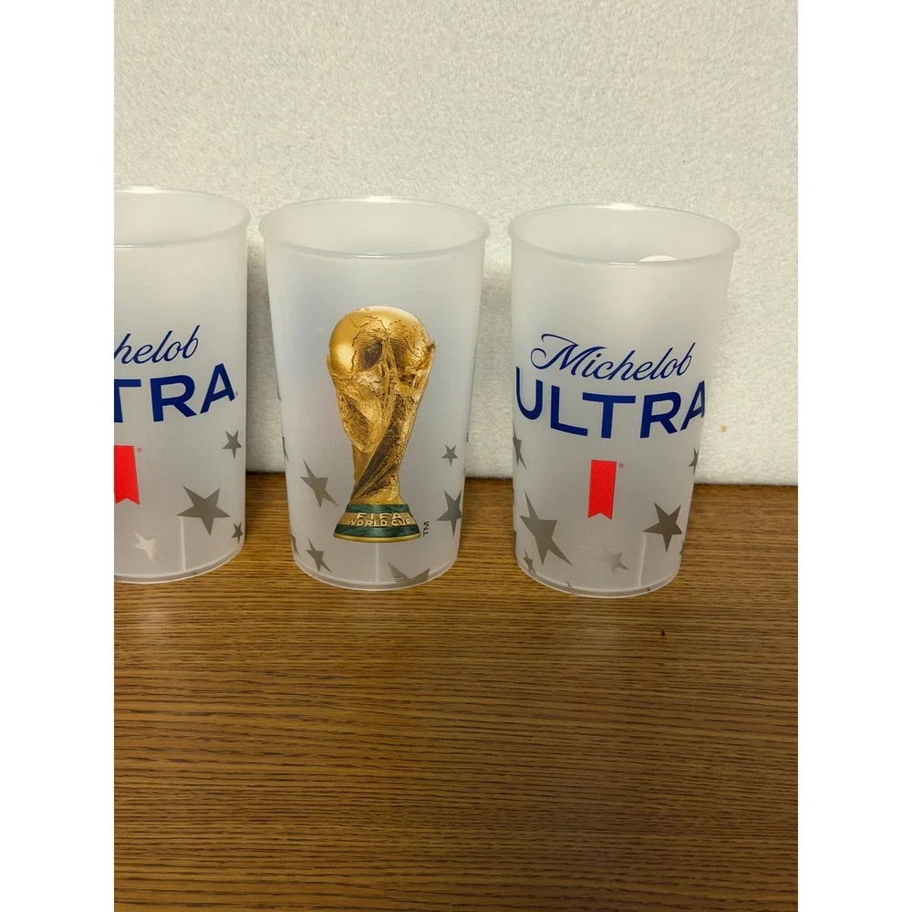 Michelob Ultra FIFA World Cup Plastic Stadium Cups Set of 5 Frosted Soccer Beer